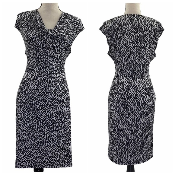 BETHANY Black White Cowl Neck Dress Size Medium - Picture 1 of 11
